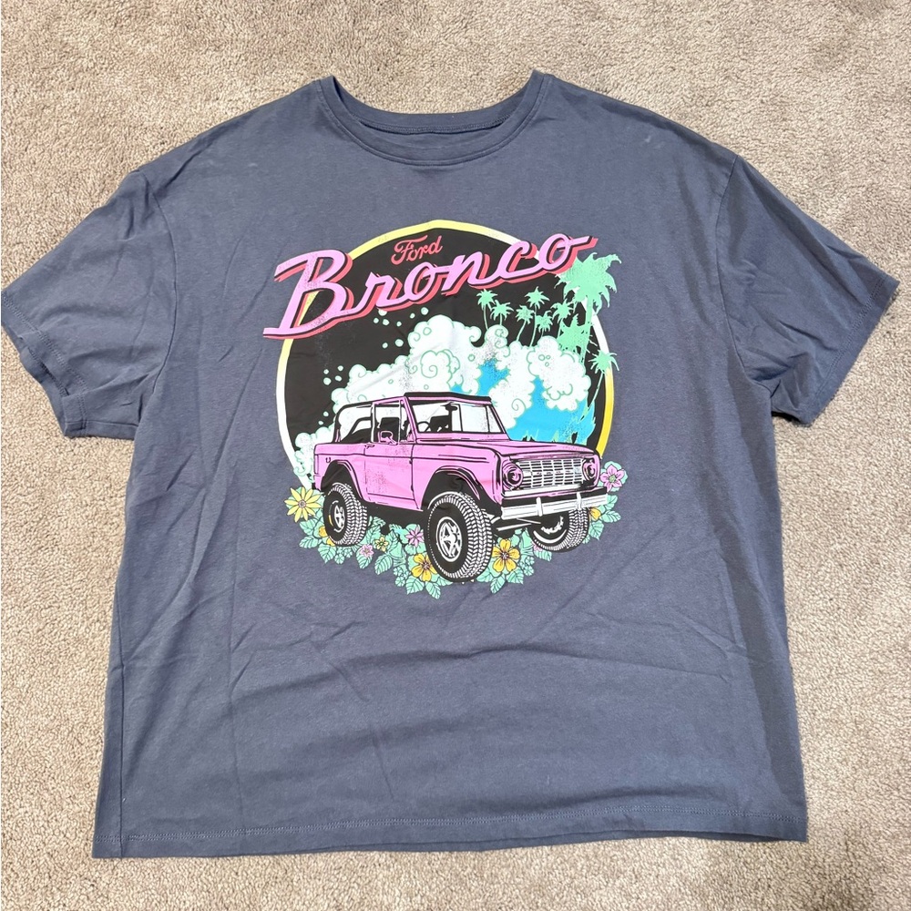 Ford Bronco Graphic Tee - Dark Gray and Pink